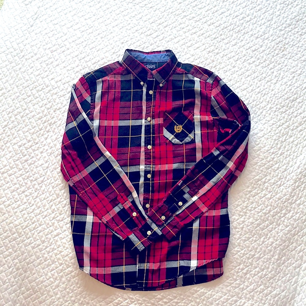Chaps - plaid long sleeve button down shirt - boys XL